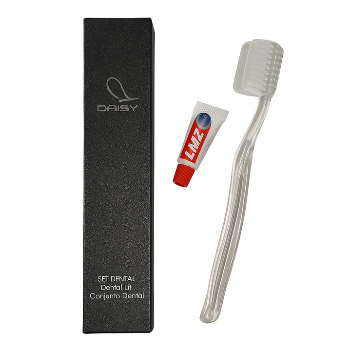 Set Dental Black Dental Kit für Hotels mit Zahnbürste und Zahnpasta