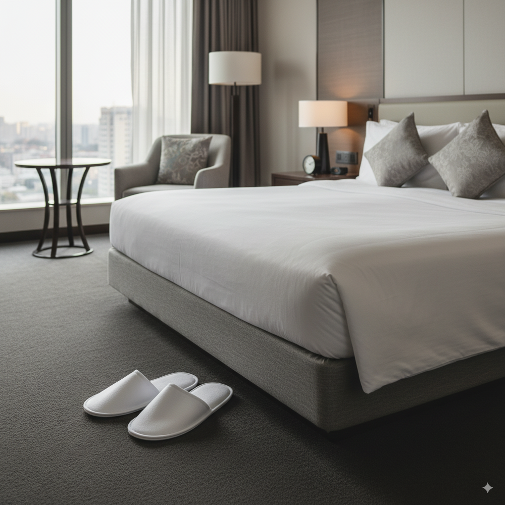 Geschlossene Plüsch-Hotelslipper mit 0,5 cm Sohle