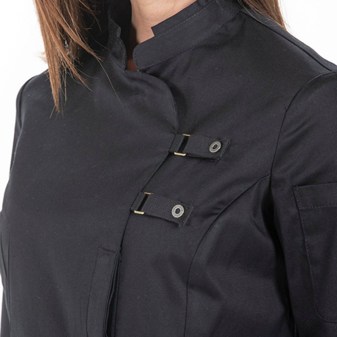 Professionelle Kochjacke mit Schnallen und antibakteriellem Stoff