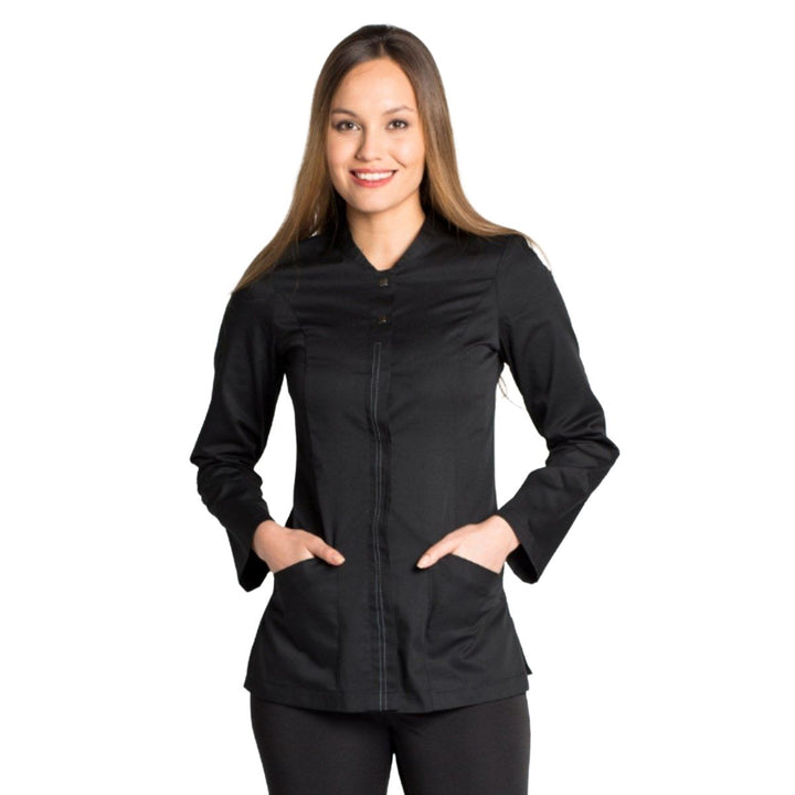 Langärmelige schwarze Jacke für Damen, ideal für das Gastgewerbe.