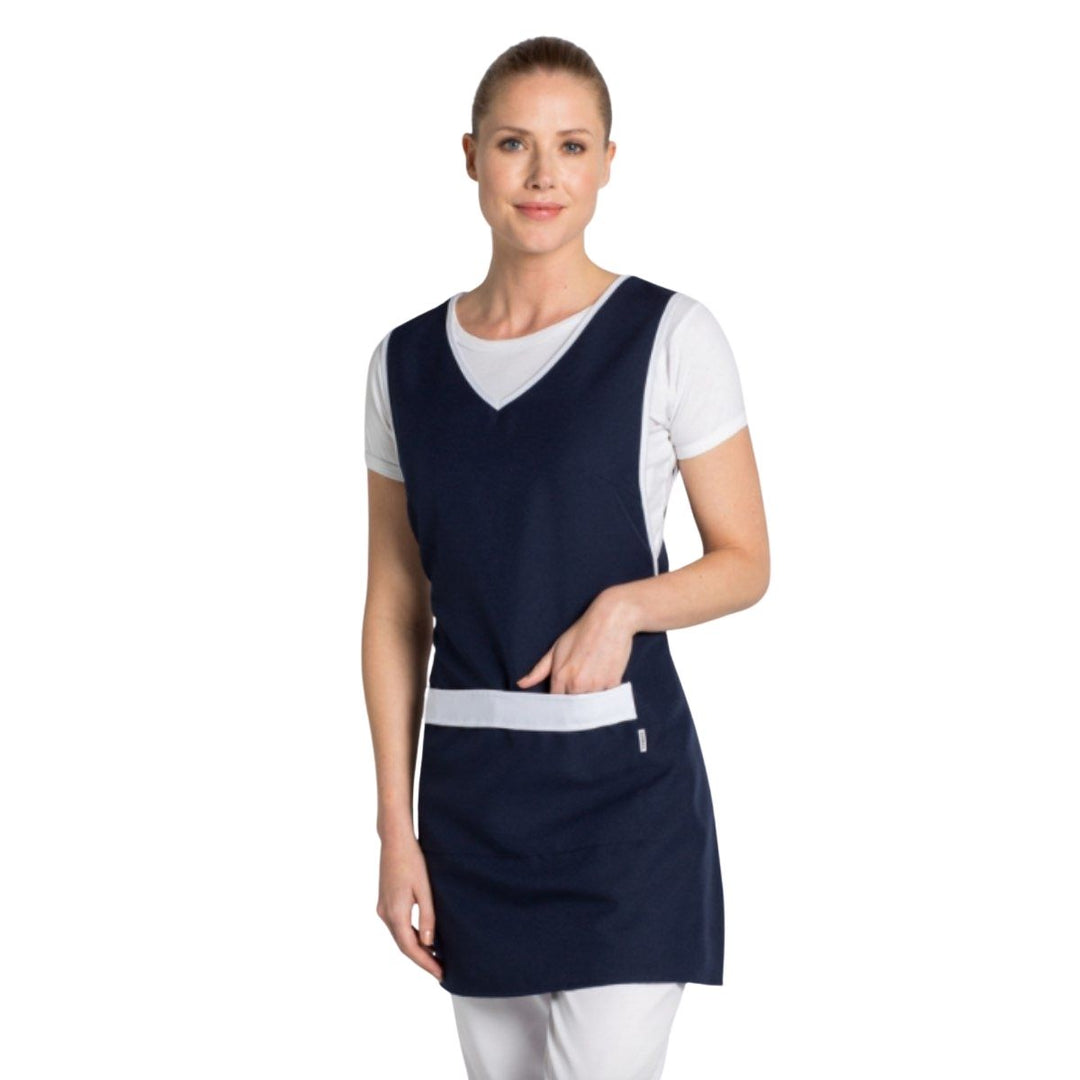 Marineblaue Stola mit zentraler Tasche für das Hauspersonal von Hotels