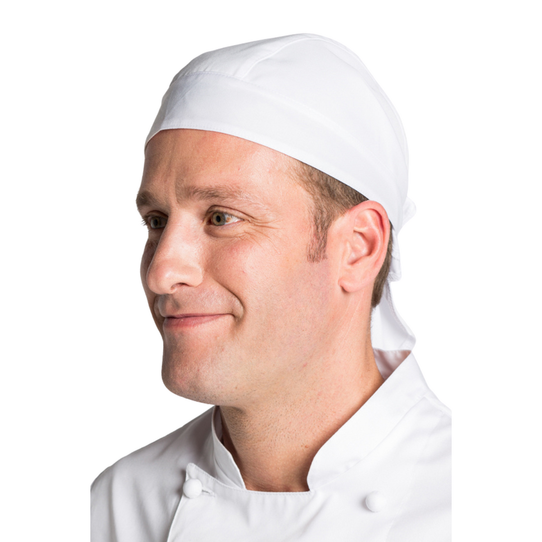 Weiße Piratenkochmütze unisex