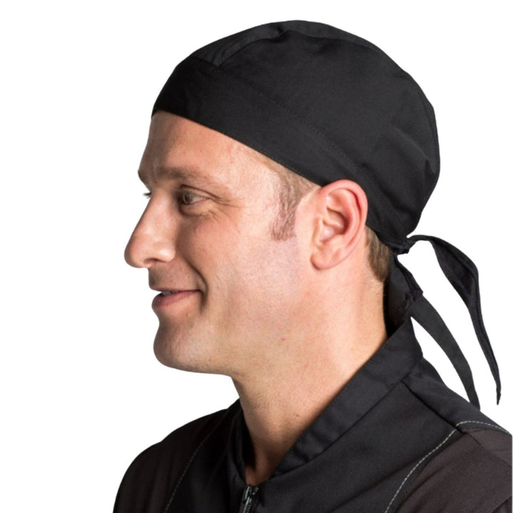 Schwarze Piratenkochmütze im Bandana-Stil