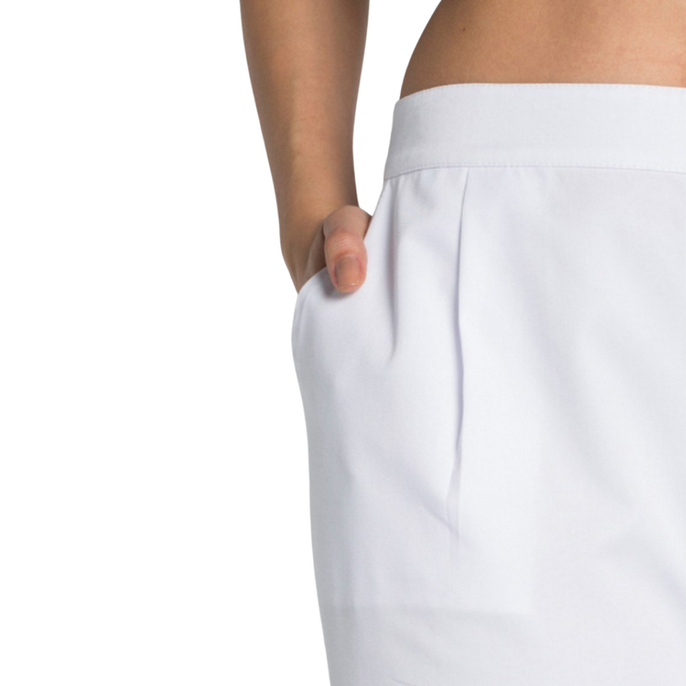 Weiße Damen-Kellnerhose mit Gummizug im hinteren Bund