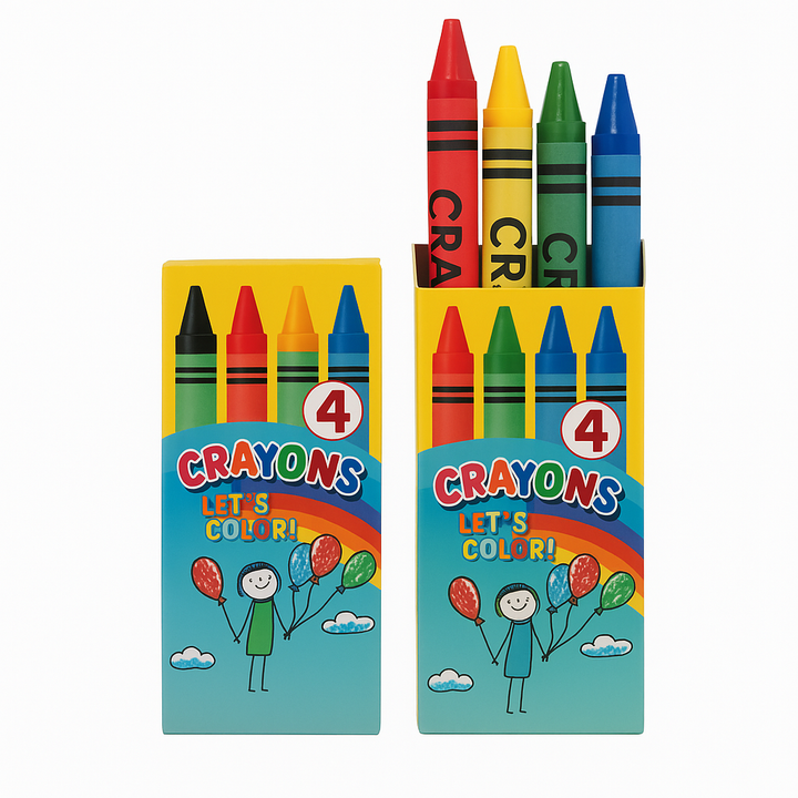 Children's Crayons for hotels, pack of 4 assorted crayons