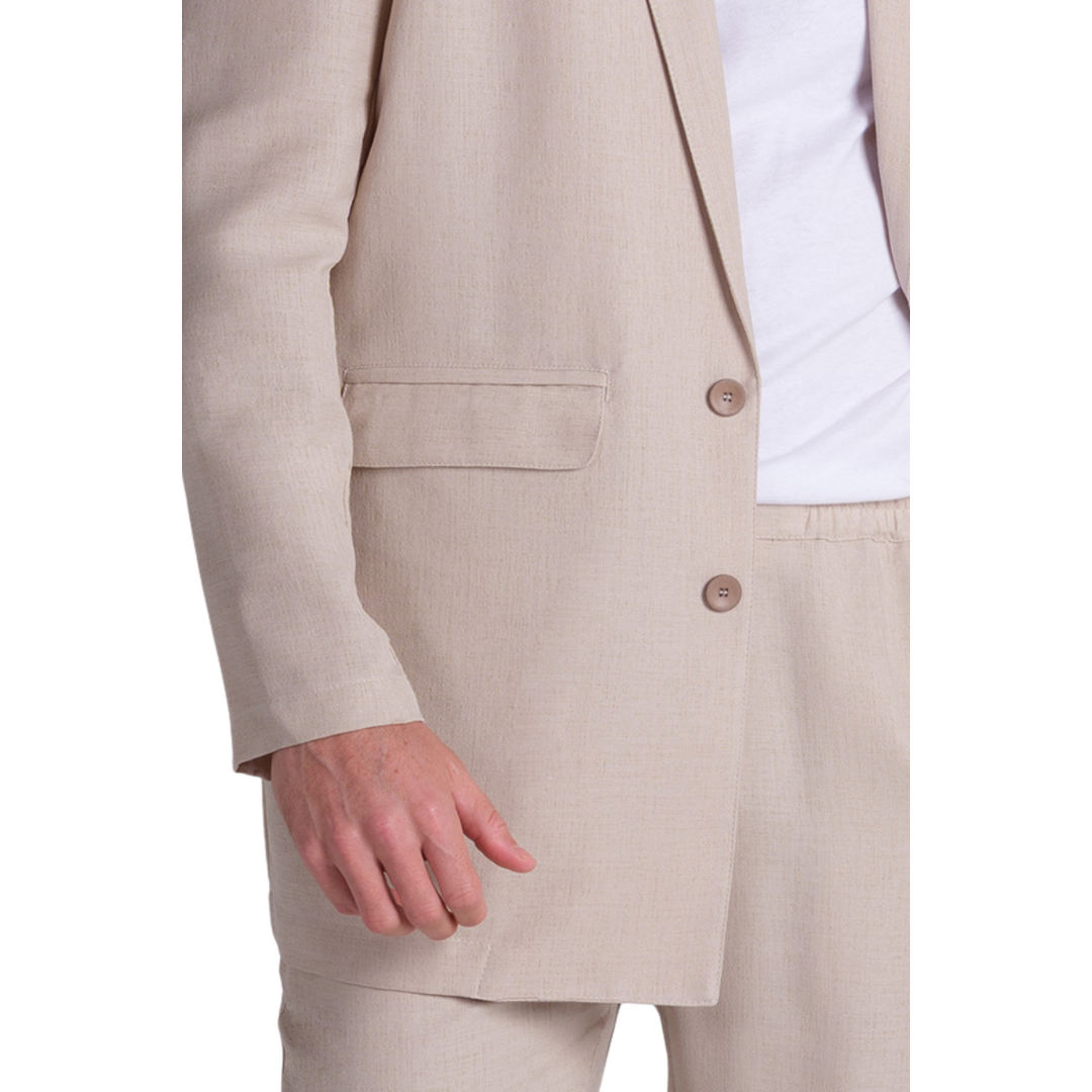 Professional beige jacket with lapel collar for receptionists