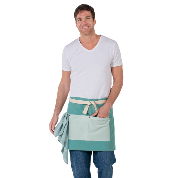 Short Navy Green Canvas Apron