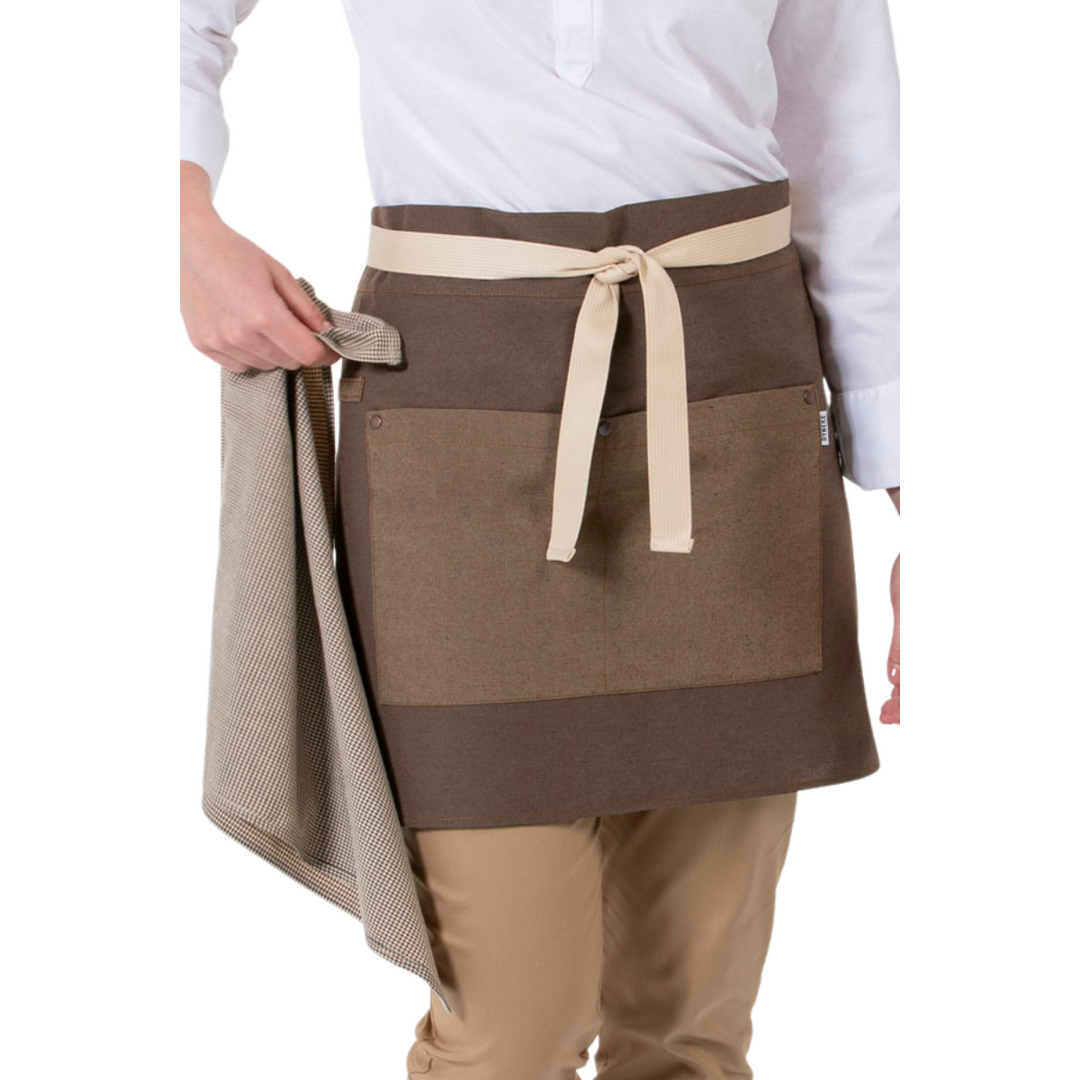 Short Brown Canvas Apron Pocket