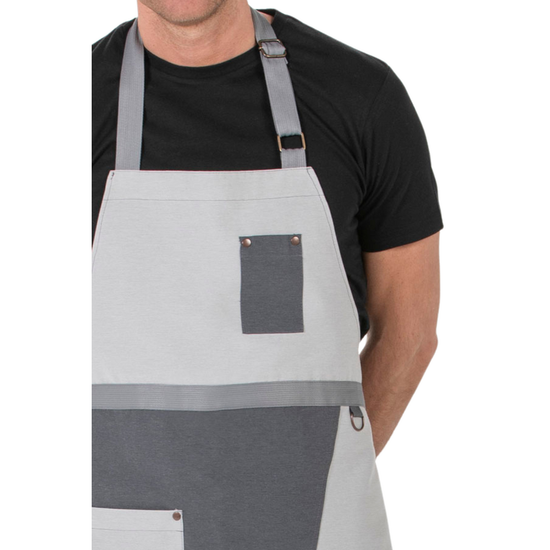 Asymmetrical Grey Bib Apron