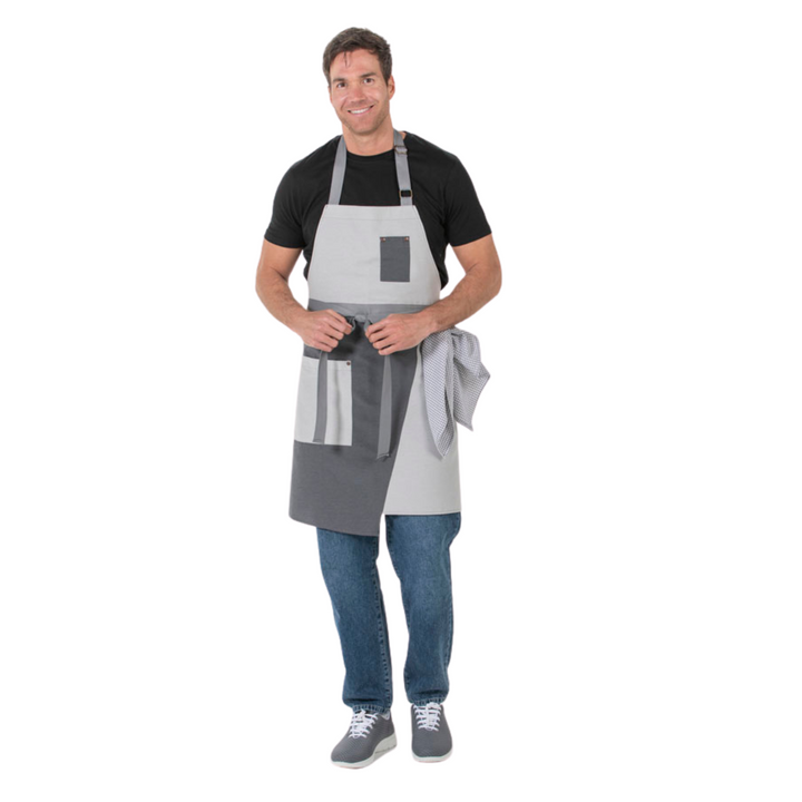 Asymmetrical Grey Bib Apron