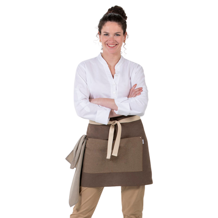 Short Brown Canvas Apron Pocket