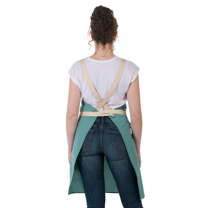 Green Tricolor Canvas Bib Apron