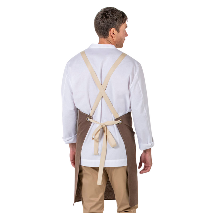 Brown Tricolor Canvas Bib Apron