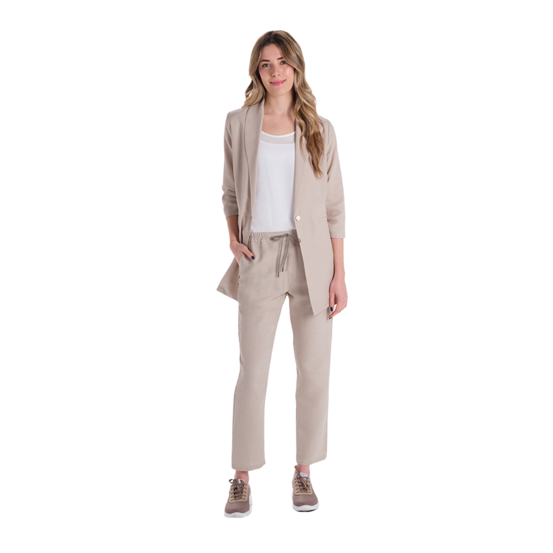 Women's hotel uniform in sand tone linen style