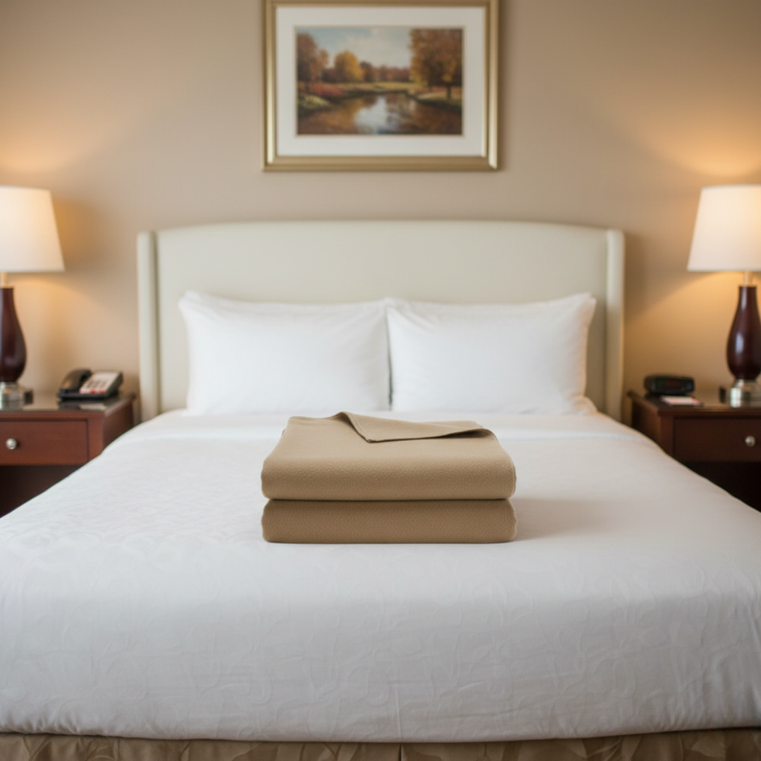 Beige Acrylic Plain Blanket