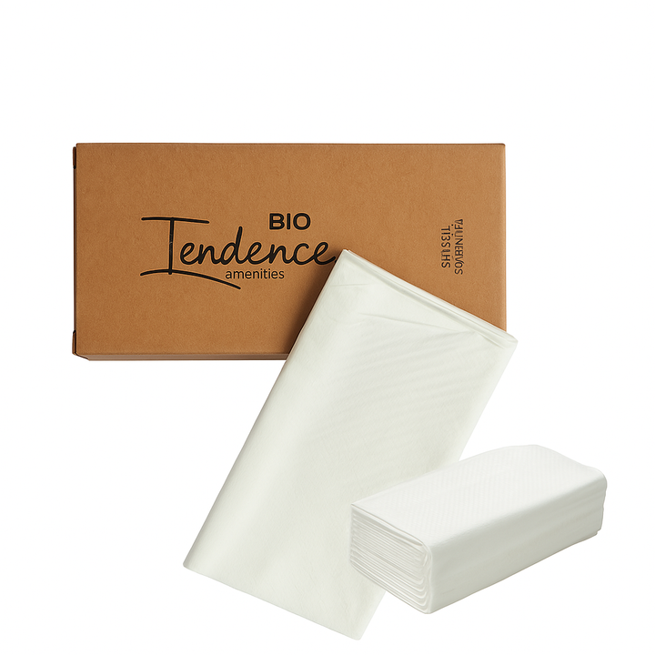 Hotel room tissue set. Amenities for hotel and tourist apartments.