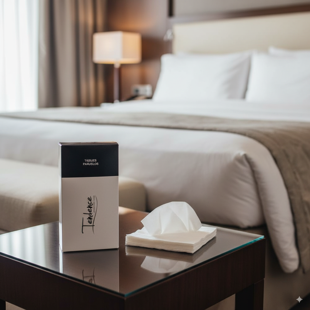 Package of 5 Hotel handkerchiefs wholesale in carton box