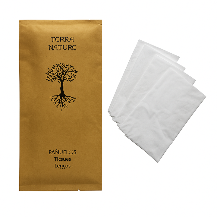 Terra tissues wholesale packaged in recyclable kraft paper, 5 units per package