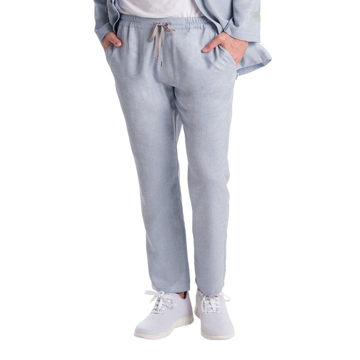 Unisex light blue pants with drawstring for hotel uniforms