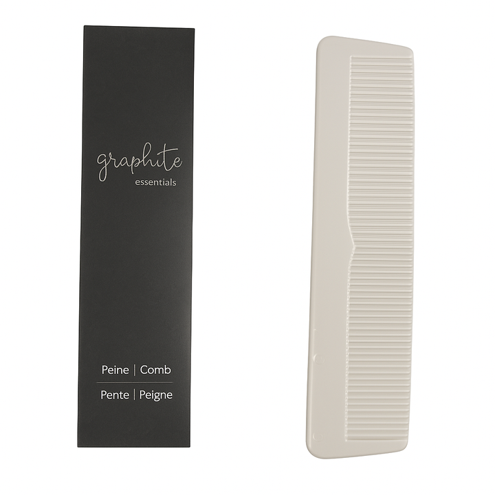 Straight comb 2 prongs Black wholesale in black cardboard box.