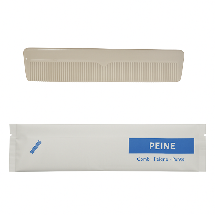 Straight comb 2 prongs Jasmine wholesale in stone paper packaging.