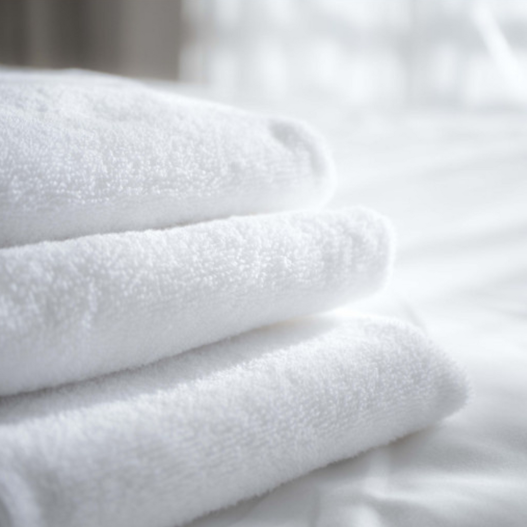 Conventional terry towel with high absorption and smooth terry