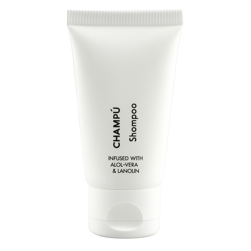 Warm Shampoo Tube 20 ml with aloe vera extract and lanolin, perfect as hotel shampoo and wholesale shampoo for hotels and lodgings.