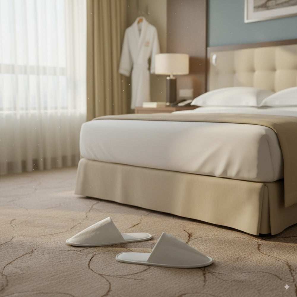 Eco-friendly hotel slippers with bamboo upper and insole