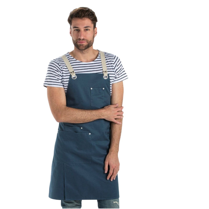 Unisex Bib Apron Unisex Dungarees Pockets Oil Blue - Pink Ant SL