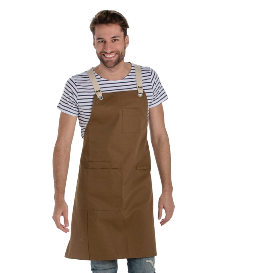 Apron Dungarees Unisex Brown Pockets - Pink Ant SL