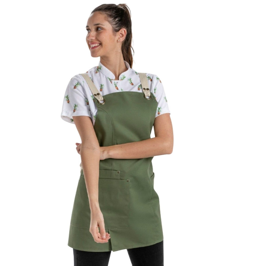 Bib Apron Girl Green Pockets - Pink Ant SL