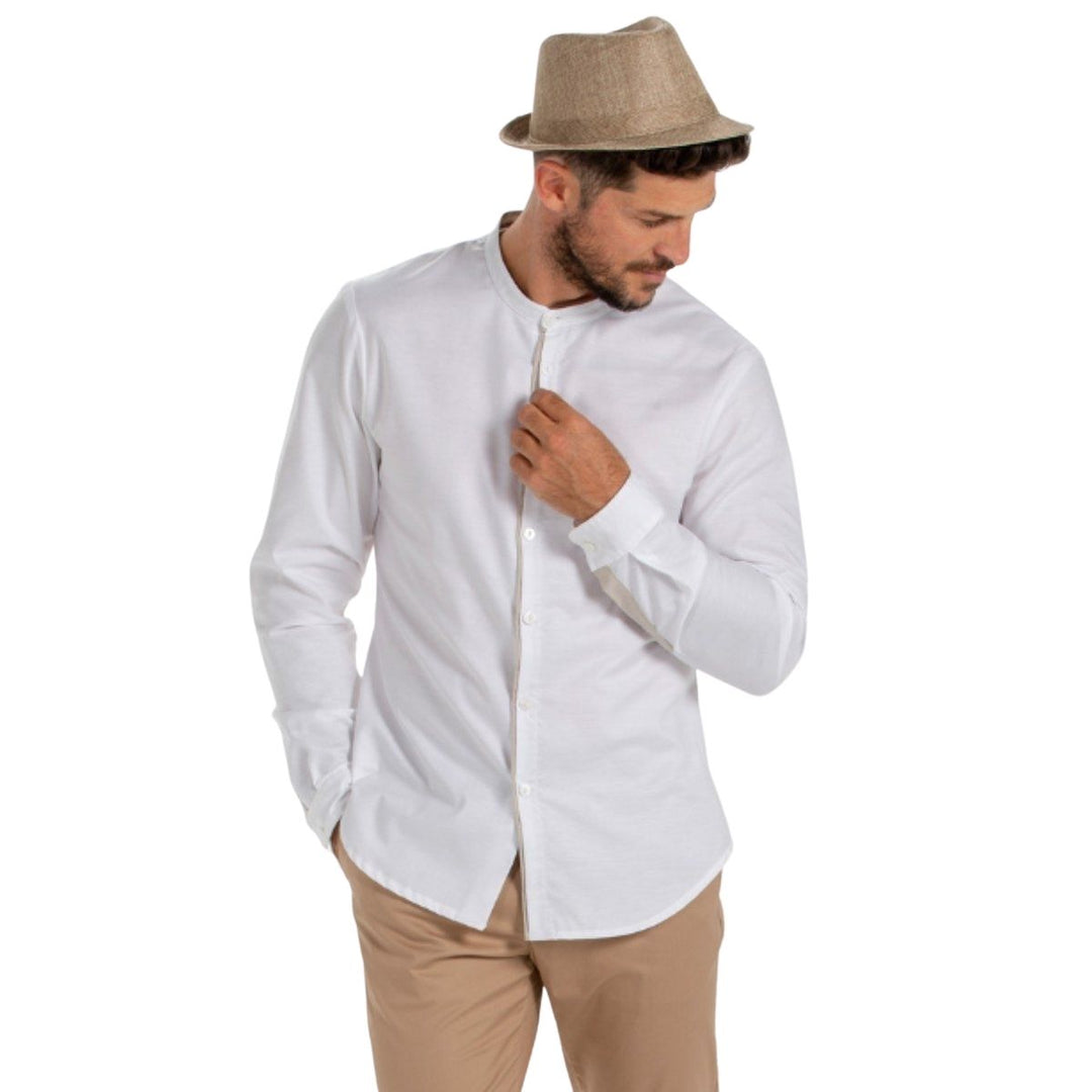 Men's Shirt White Mao Collar - Pink Ant SL