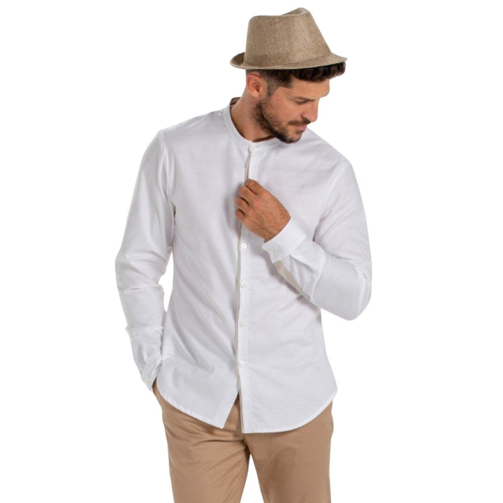 Men's Shirt White Mao Collar - Pink Ant SL