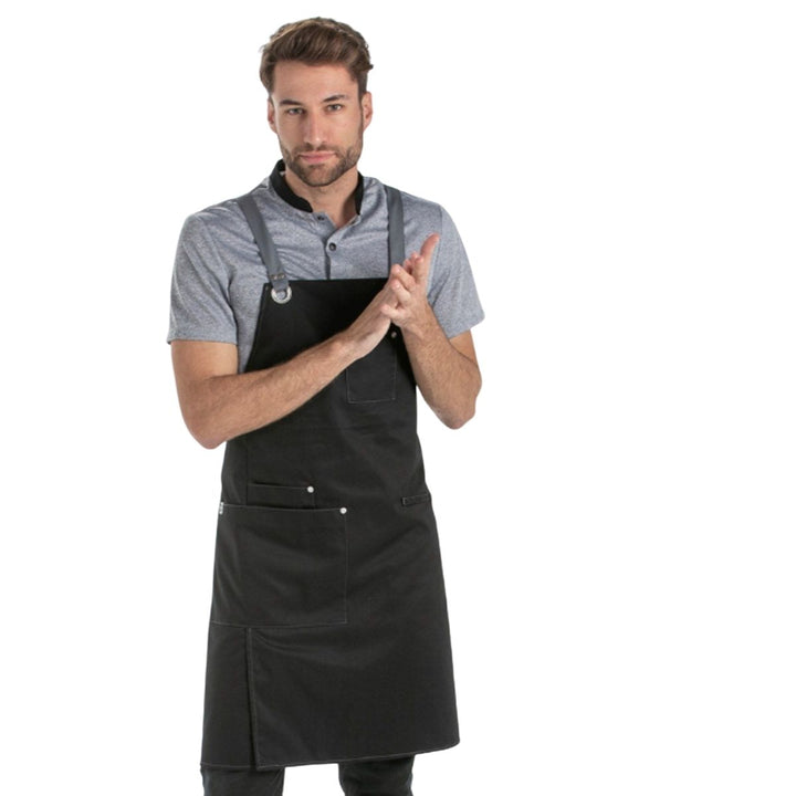 Unisex Dungarees Apron Black Pockets - Pink Ant SL