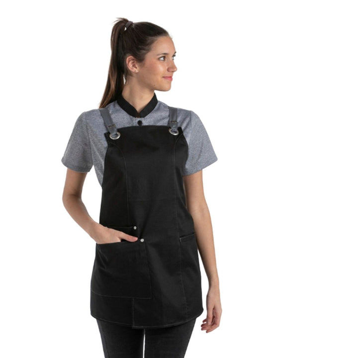 Bib Apron Girl Black Pockets - Pink Ant SL