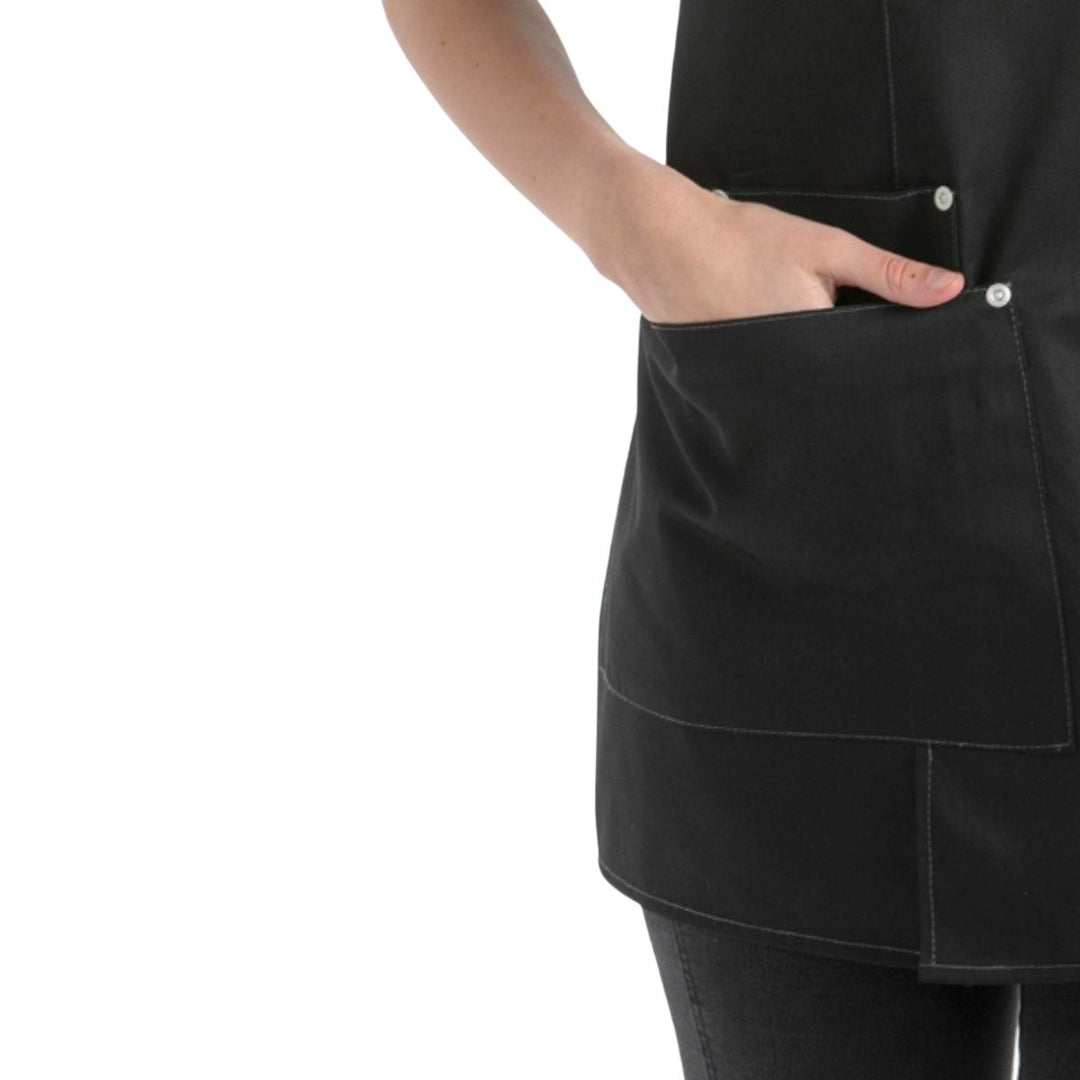 Bib Apron Girl Black Pockets - Pink Ant SL