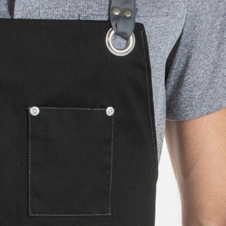 Unisex Dungarees Apron Black Pockets - Pink Ant SL