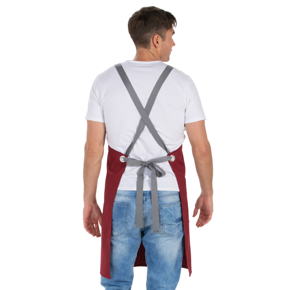 Maroon waiter's apron with reinforced pockets