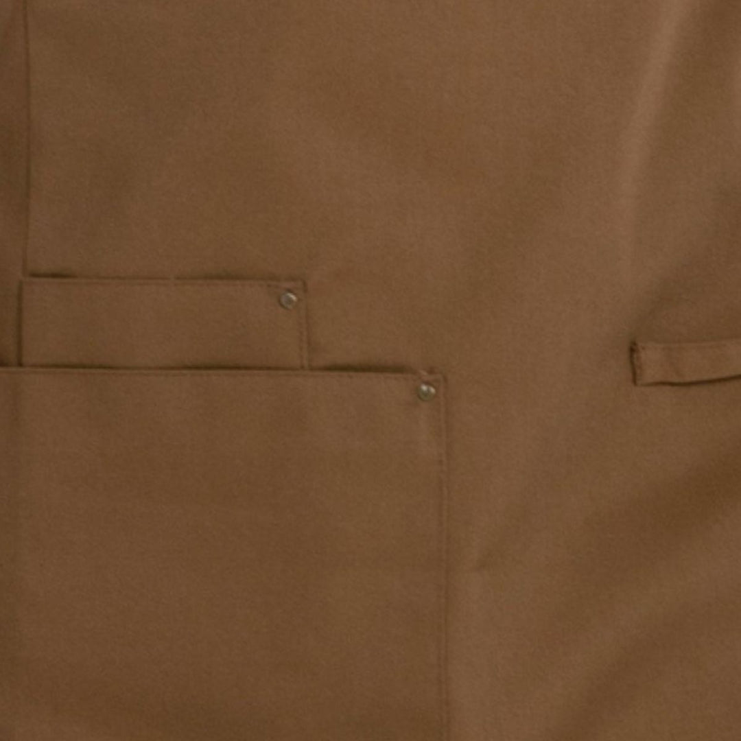Brown apron ideal for use in the hotel and restaurant business.