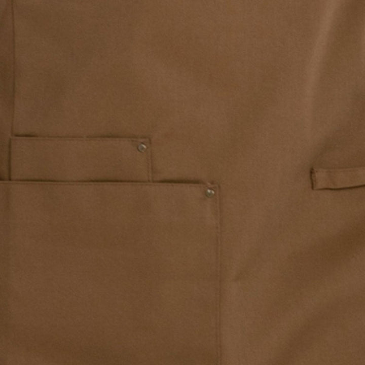 Brown apron ideal for use in the hotel and restaurant business.