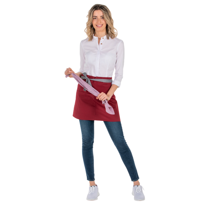 Burgundy Short Apron Pockets