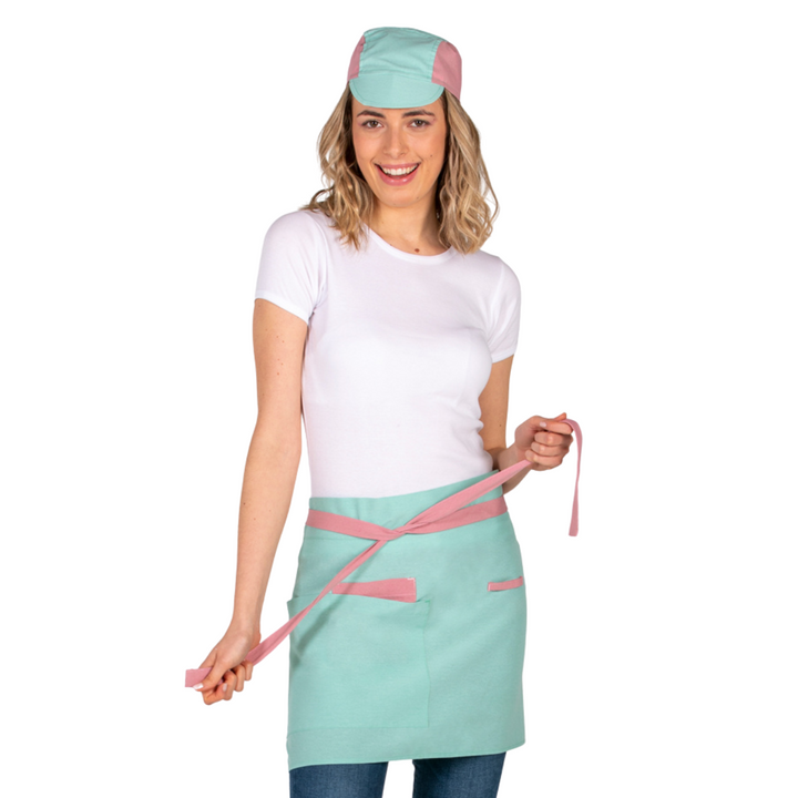 Turquoise Canvas Short Apron