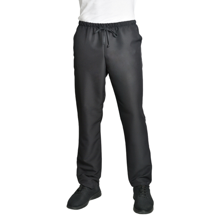 Black Microfiber Pants with Drawstring