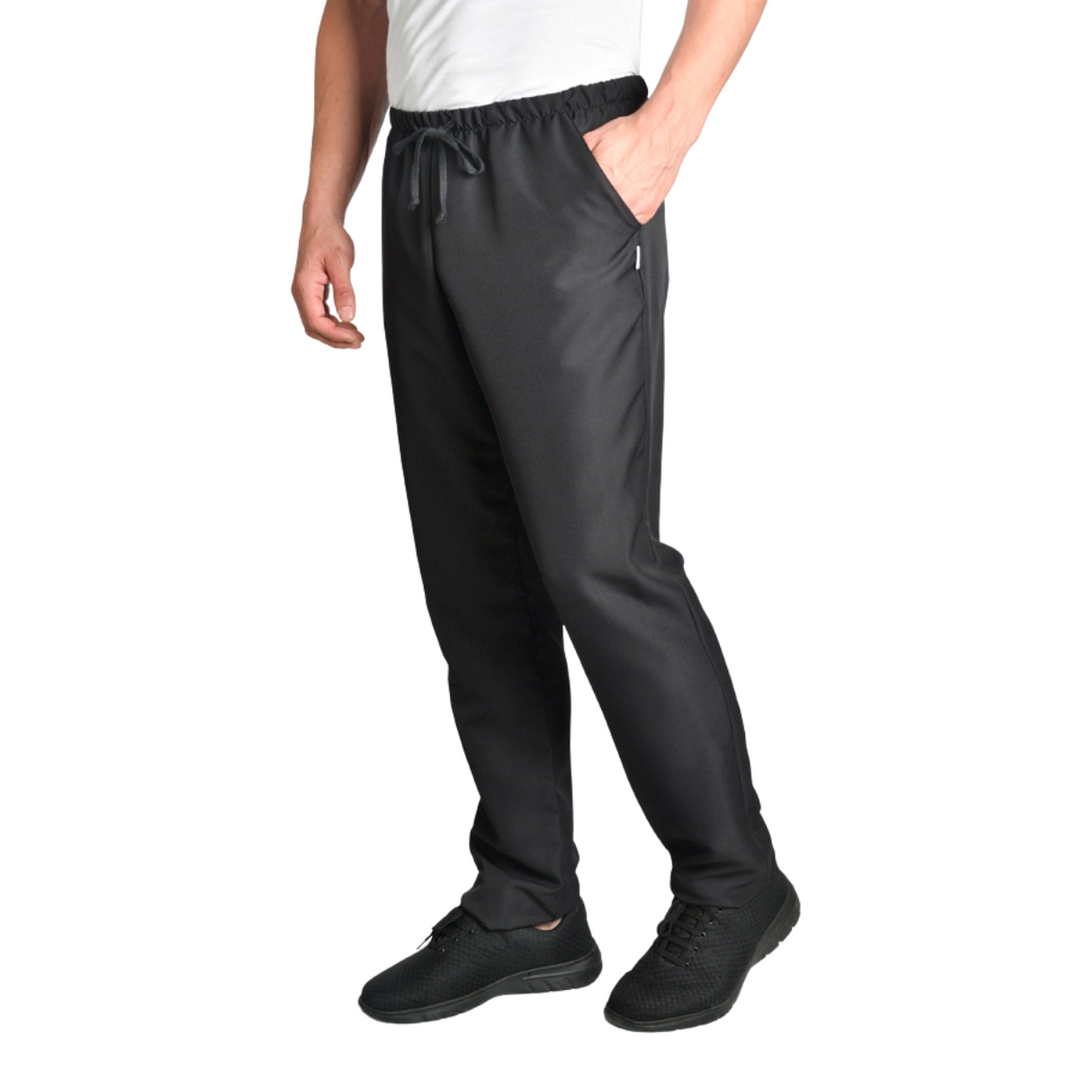 Black Microfiber Pants with Drawstring