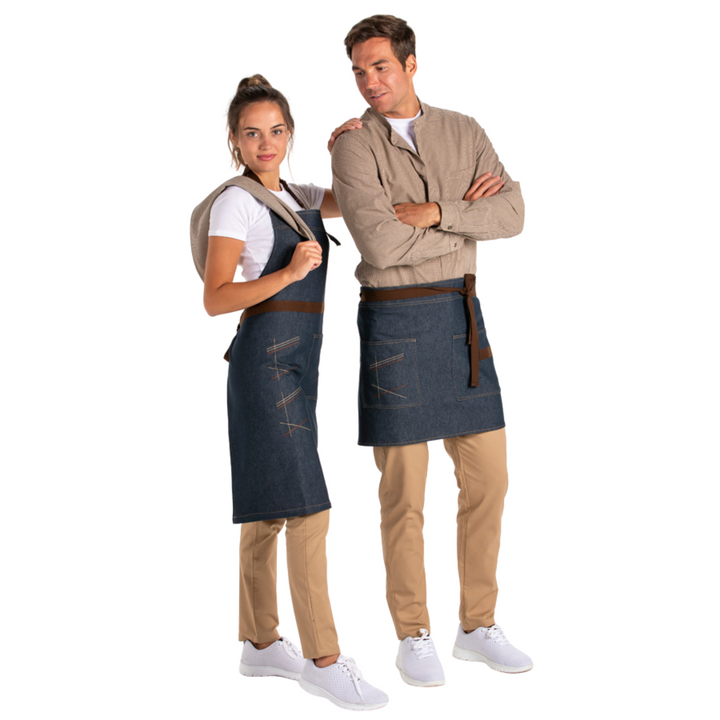 Embroidered Denim Bib Apron