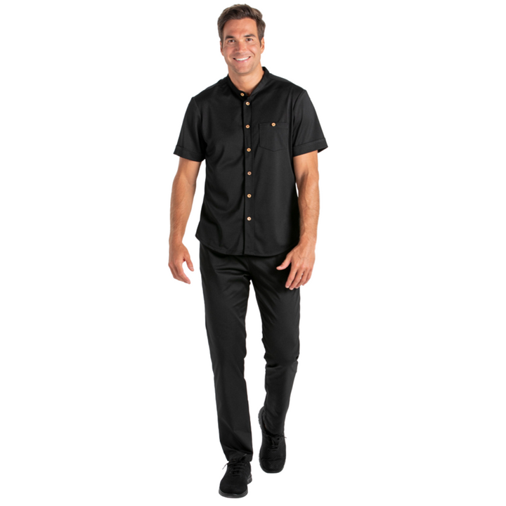 Black Granite Wood Button T-Shirt