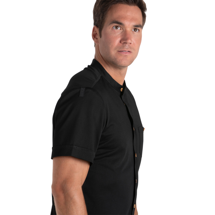 Black Granite Wood Button T-Shirt