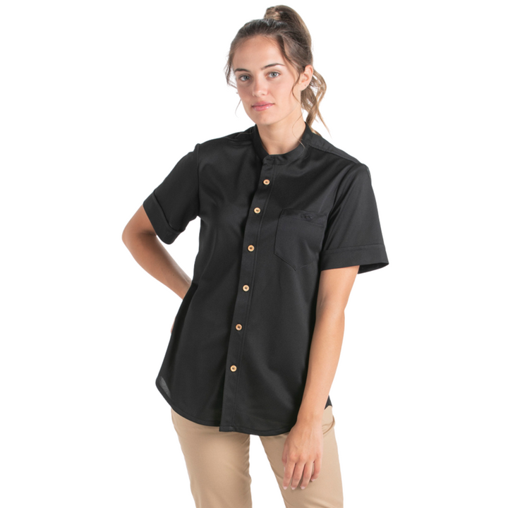 Black Granite Wood Button T-Shirt