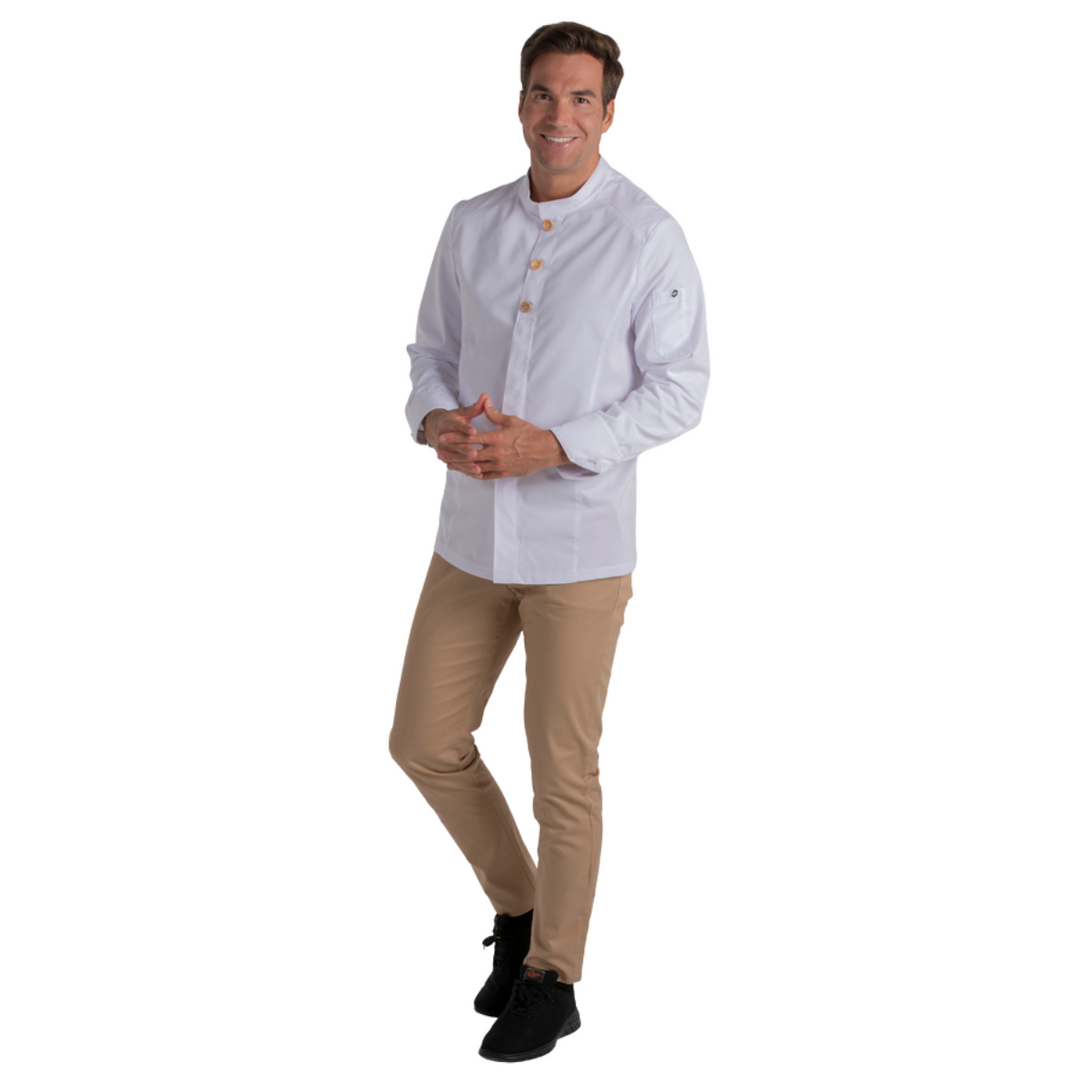 White Hospitality Jacket Wooden Button