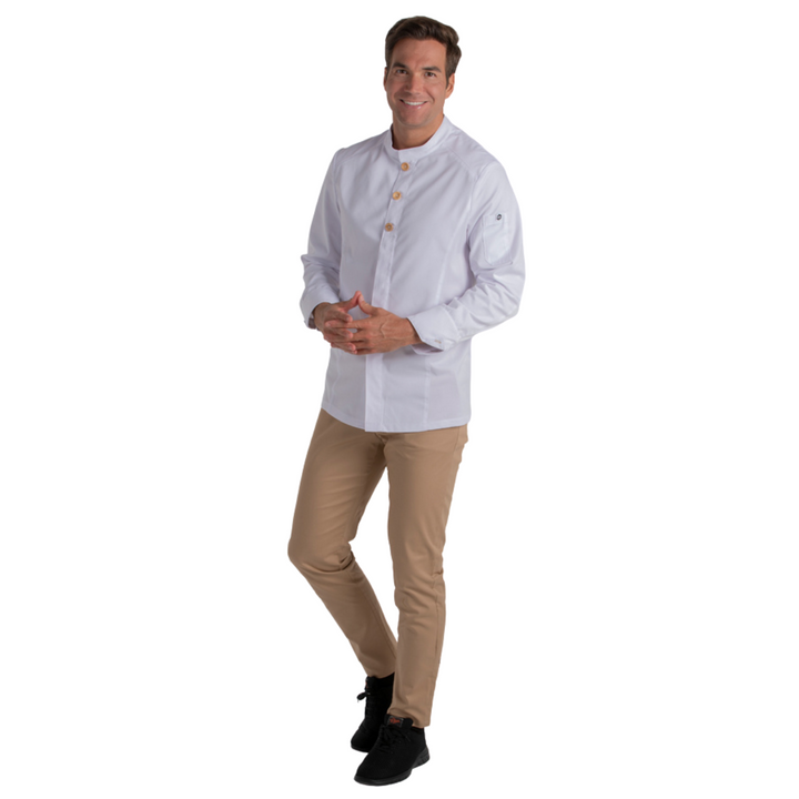 White Hospitality Jacket Wooden Button